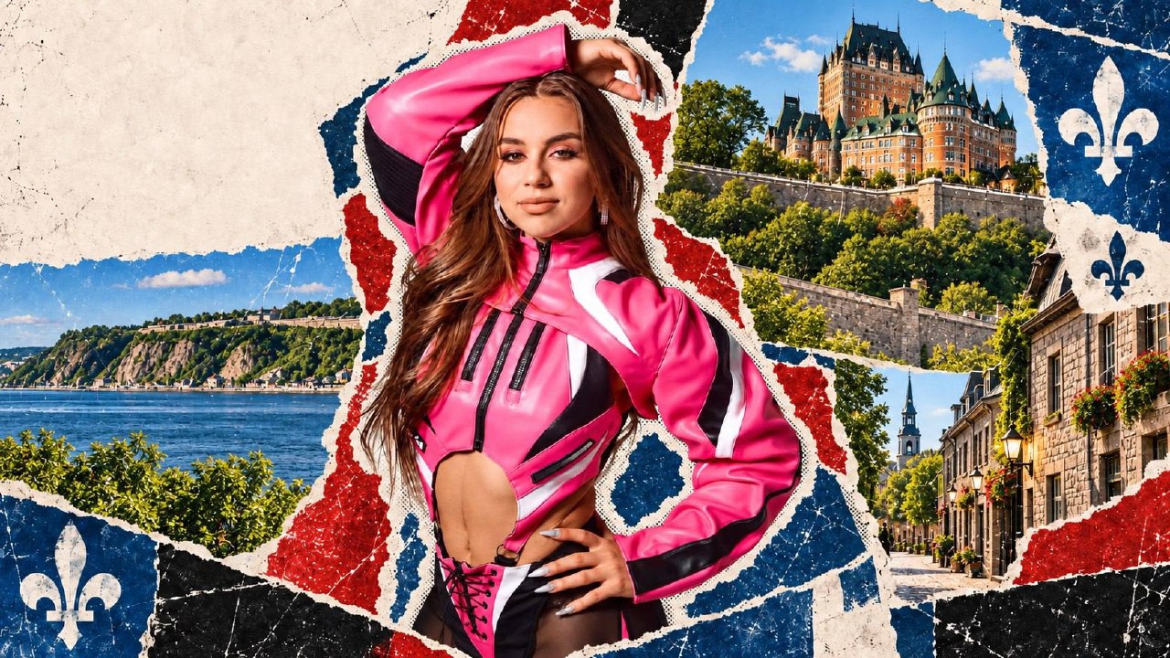 Enola Bédard in a Quebec City collage