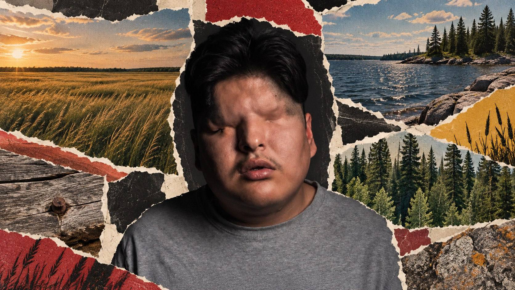 Mattmac in a northern Manitoba torn-paper collage