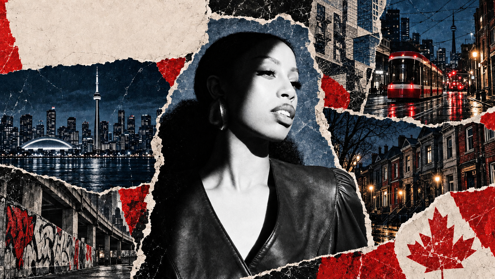 Rochelle Jordan in a Toronto torn-paper collage