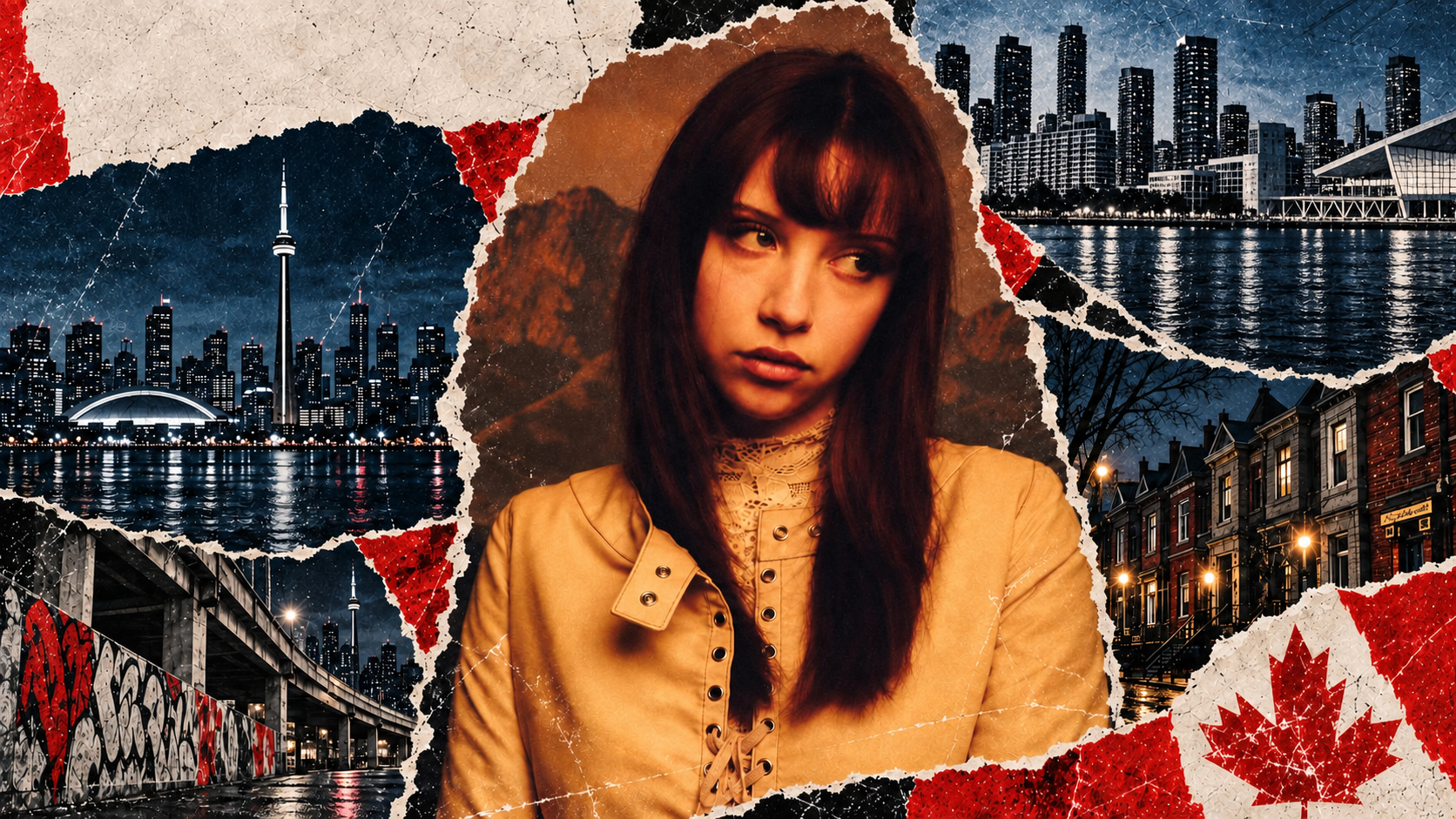 Lia Pappas-Kemps in a Toronto torn-paper collage