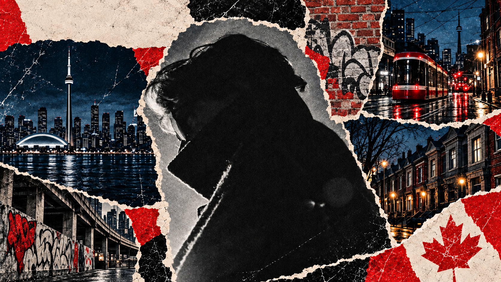 livingthing in a Toronto torn-paper collage